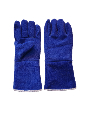 ถุงมือหนังท้องติดซับทนความร้อนยาว13 นิ้ว รุ่น LG-TBS5"-B สีน้ำเงิน