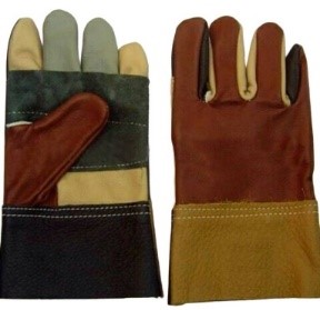 Fur leather gloves mixed with belly leather Palm patch, short edge LG-FTT-A6S 